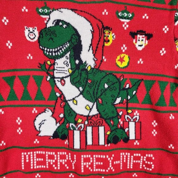 Disney Toy Story Toddler Christmas Ugly Sweater Merry Rexmas Rex Dinosaur Sz 4T - Picture 7 of 12